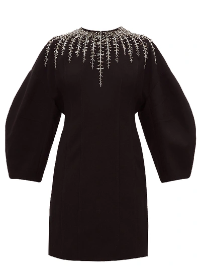 Givenchy Foliage-embellished Crepe Dress In Black