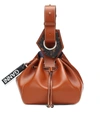 Ganni Drawstring Leather Bucket Bag In Cognac