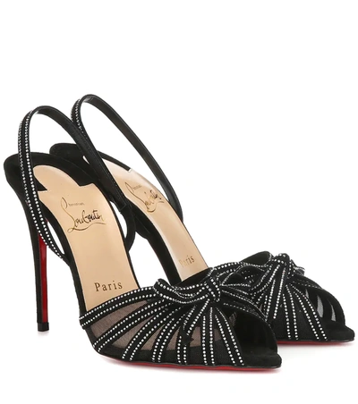 Christian Louboutin Araborda Crystal-embellished Suede Pumps In Black