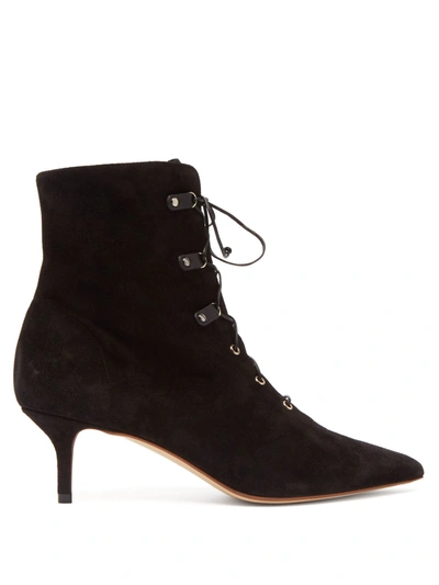 Francesco Russo Lace-up Suede Ankle Boots In Black