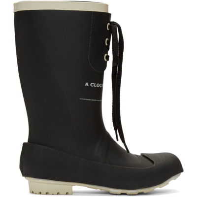 Undercover Black Printed Rubber Boots In White