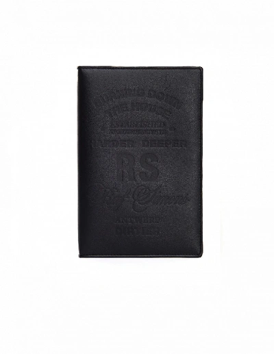Raf Simons Embossed Zipped Black Leather Wallet