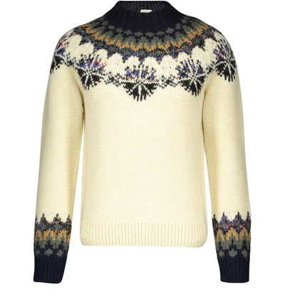 Dries Van Noten Tiles Round Neck Jacquard Knit Merino Wool Jumper In Ivoire