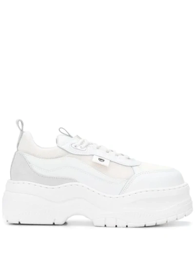 Chiara Ferragni Platform Lace-up Sneakers In White