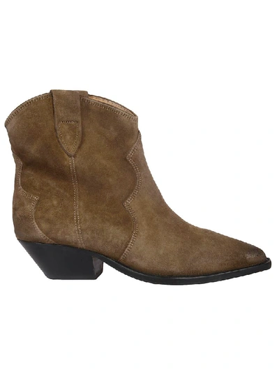 Isabel Marant Washed Santiago Ankle Boots In Brown