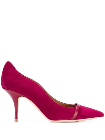 Malone Souliers Maybelle 70mm Scalloped Suede Pumps In Garnet