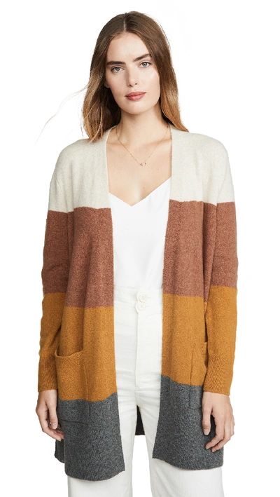 Madewell Kent Colorblock Long Cardigan In Heather Linen ModeSens