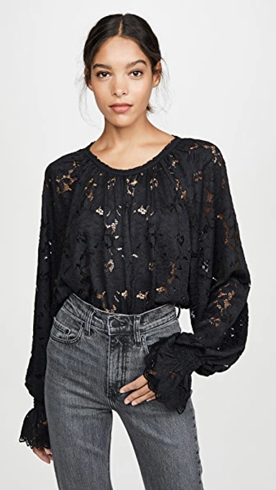 Free People Olivia Lace Top In Black