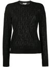 Fendi Black Jacquard Sweater In Mixed Cotton With Monogram