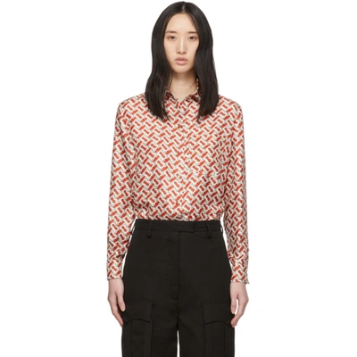 Burberry Godwit Monogram Print Silk Shirt In Red