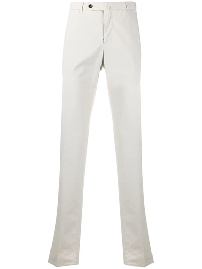 Pt01 Buttoned Straight Leg Trousers In White