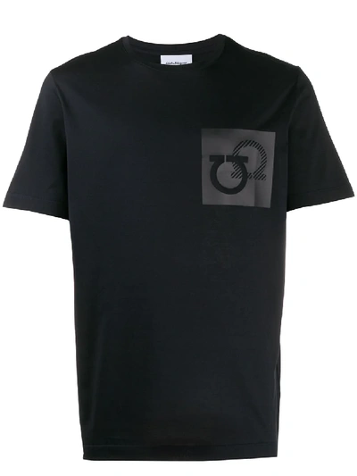 Ferragamo Navy Cotton T-shirt With Logo Patch