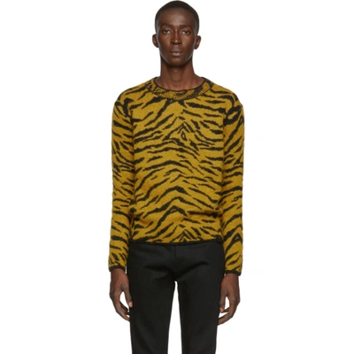 Saint Laurent Zebra Intarsia Jumper In Yellow