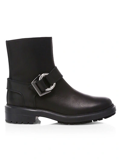 Aquatalia Lexie Leather Moto Boots In Black