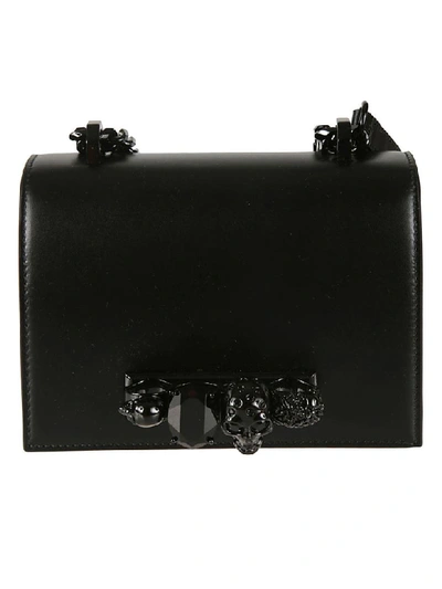 Alexander Mcqueen Small Jeweled Shoulder Bag In Black