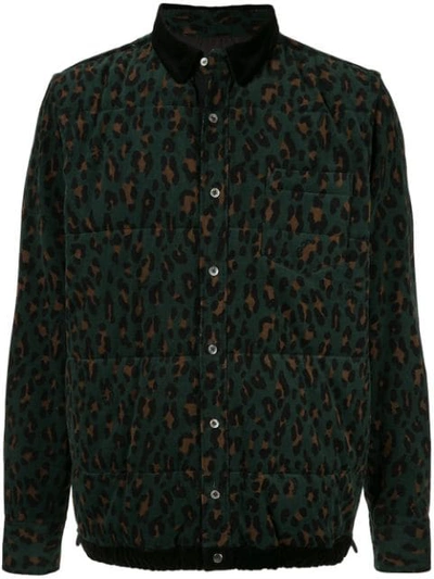 Sacai Leopard Print Shirt In Green ,black