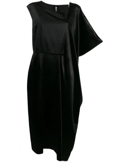 Comme Des Garçons Asymmetric Sleeve Dress In 1 Black