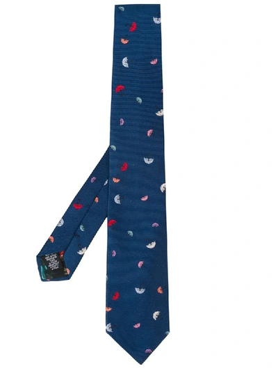 Paul Smith Umbrella Pattern Tie In Blue