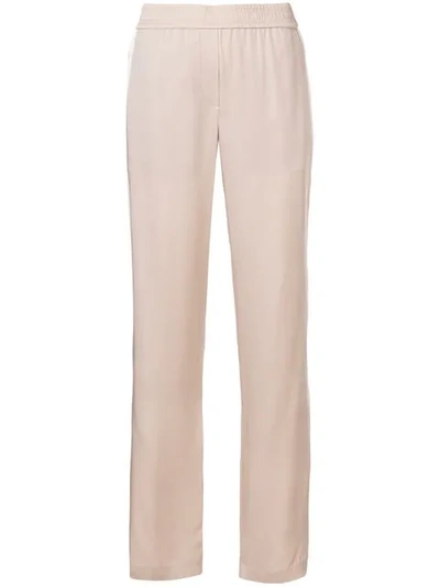 Theory Side Stripe Straight Trousers In Neutrals