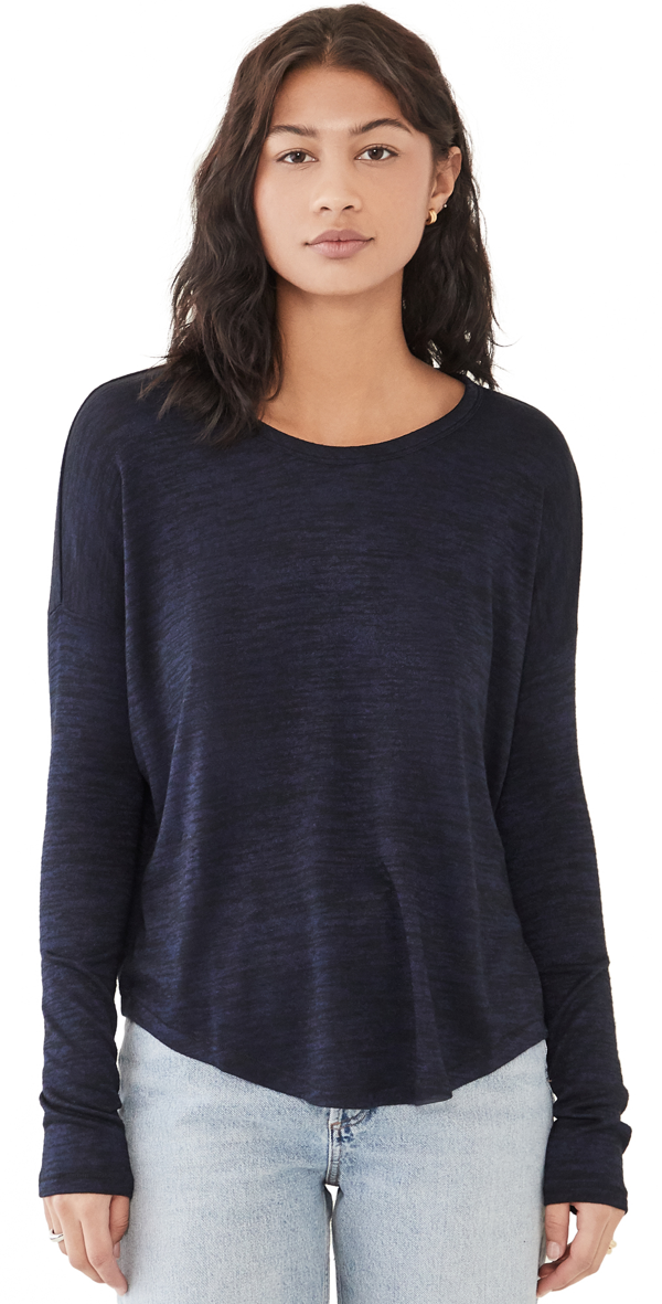 Rag & Bone The Knit Long Sleeve Tee In Navy/ Black | ModeSens