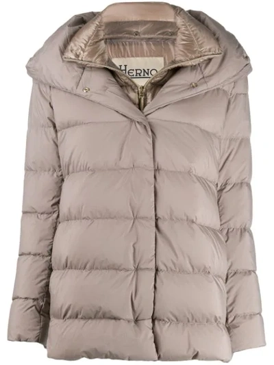 Herno Double Layered Padded Coat In Grey
