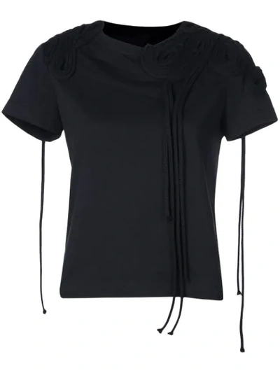 Vera Wang Corded Embroidery T-shirt In Black