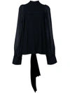 Vera Wang Sheer Back Blouse In Black