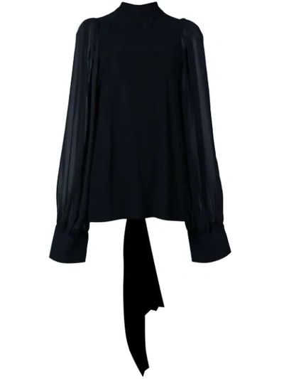 Vera Wang Sheer Back Blouse In Black