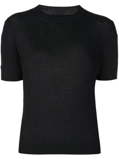 Vera Wang Ribbed Knit Mini Dress In Black