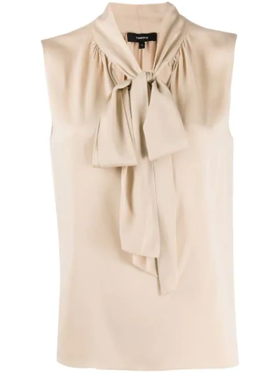 Theory Pussy Bow Blouse In Neutrals