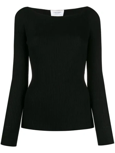 Snobby Sheep Boat-neck Knit Sweater In Black