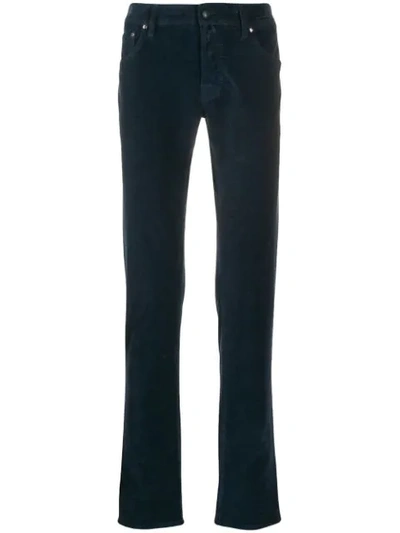 Jacob Cohen Low Rise Trousers In Blue