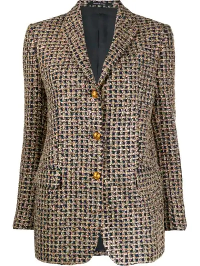 Tagliatore Shimmering Tweed Blazer In Blue