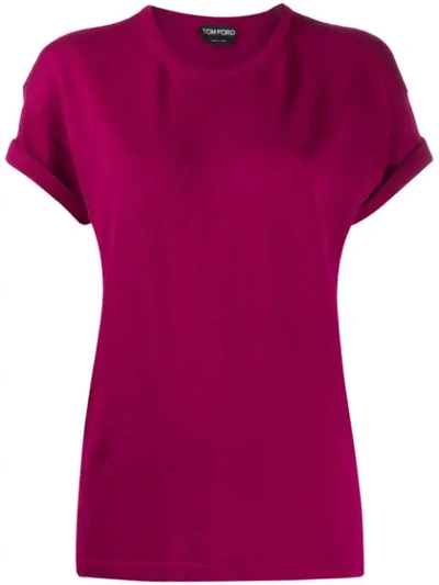 Tom Ford Knitted Roll Sleeves T-shirt In Pink