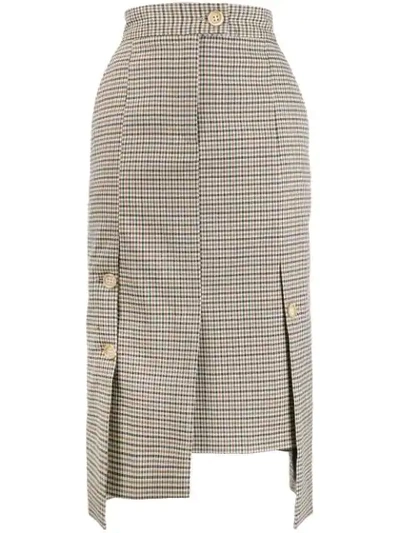 Eudon Choi Checked Asymmetric Pencil Skirt In Multicolor