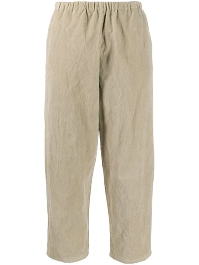 Apuntob Cropped Corduroy Trousers In Ecru