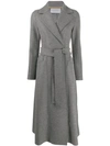 Harris Wharf London Belted Long Coat In Grey