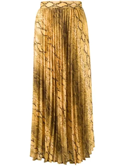 Andamane Snakeskin Print Pleated Skirt In Yellow