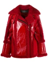 Nicole Benisti Montaigne Shearling-trimmed Jacket In Red