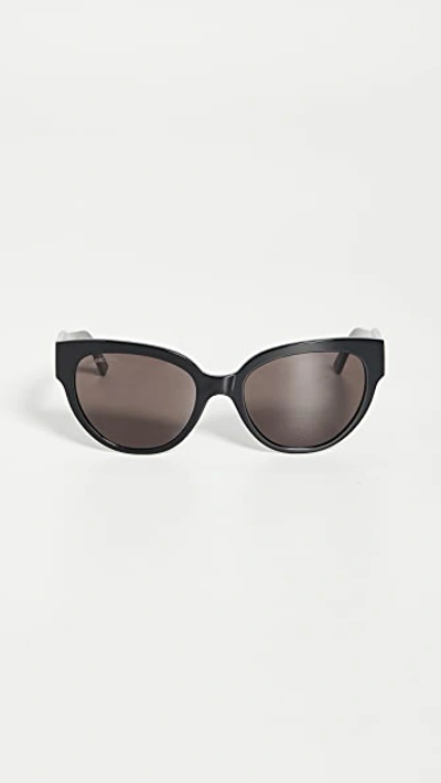 Balenciaga Flat Glam Shape Sunglasses In Black/gray