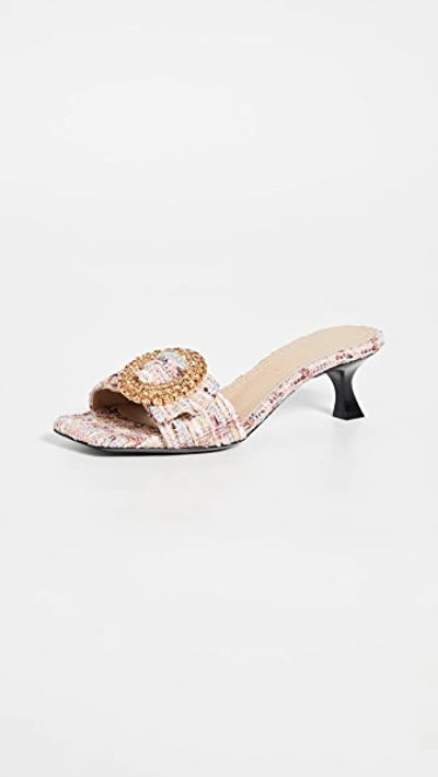 Brock Collection Boucle Metallic Slides In Light Pink