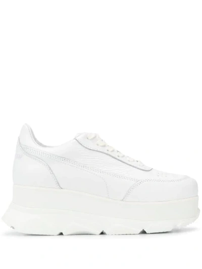 Joshua Sanders Zenith Wedge Lace-up Sneakers In White