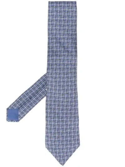 Pre-owned Hermes 2000s  Monogram Print Tie In Blue