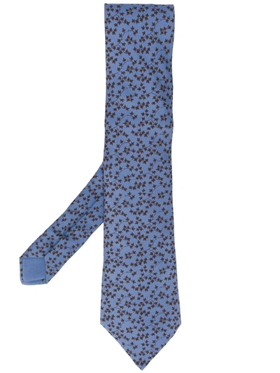 Pre-owned Hermes 2000s  Leaf Print Tie In Blue