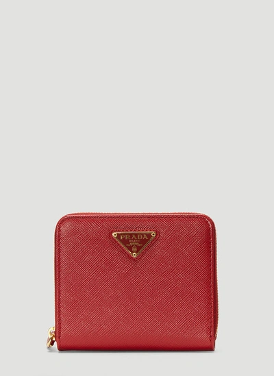 Prada Small Zip-up Wallet In Red