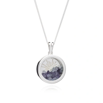 Rachel Jackson London Sunburst Birthstone Amulet Necklace Silver December