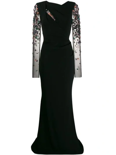 Talbot Runhof Sequin Embellished Evening Dress In Black