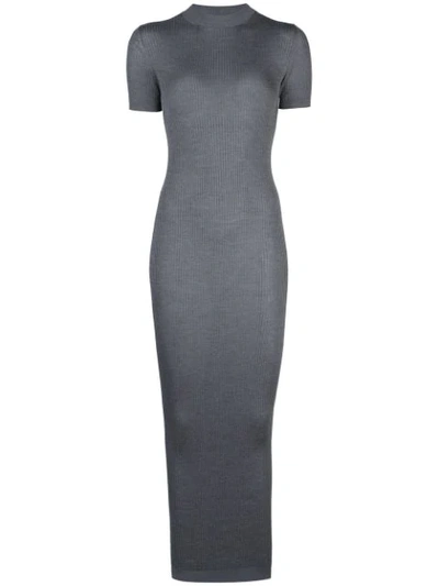 Vera Wang Ribbed Knit Maxi Dress In Grey