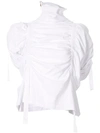 Aganovich High Neck Gathered Top In White