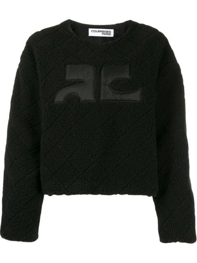 Courrèges Textured Boxy-fit Jumper In Black